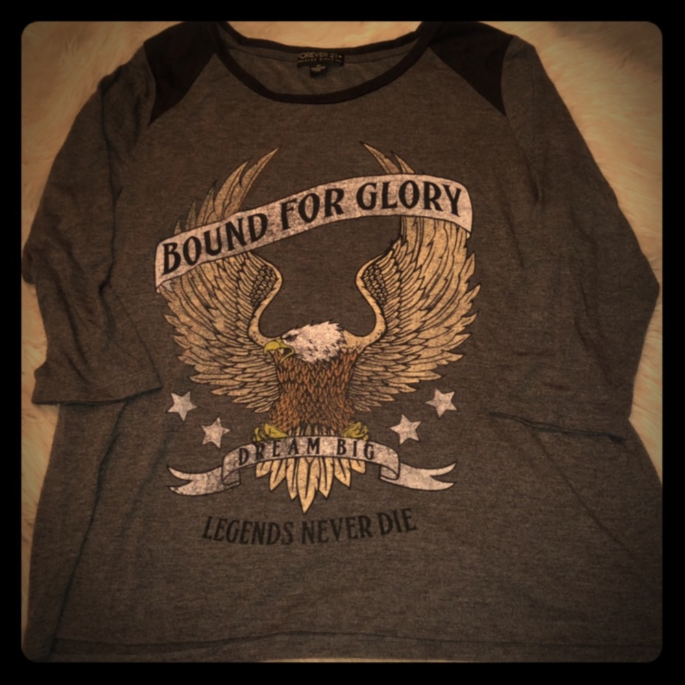 F21+ Bound For Glory 3/4 Sleeve Top GUC